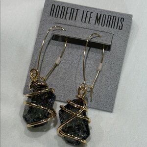 Robert Lee Morris Gold Wrapped Earrings with Dark Crystals